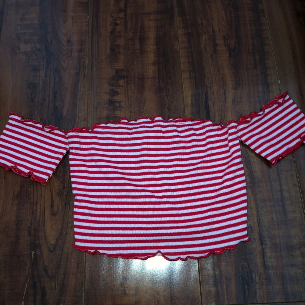 Princess polly strapless red striped top
